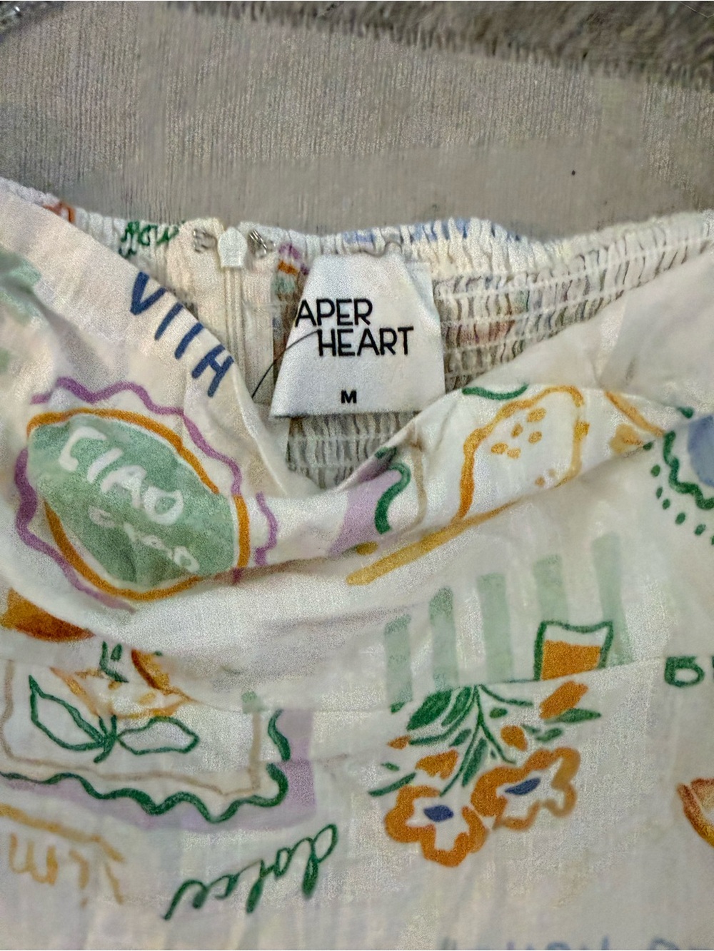 New Paper Heart Strapless White Maxi Dress with Citrus & Travel Print - Picture 4 of 5